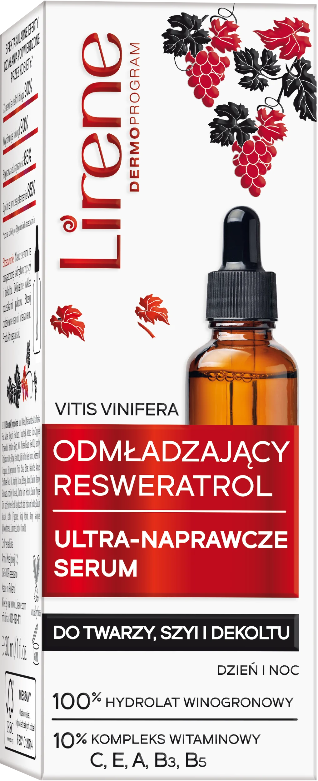 Lirene Resweratol, ultranaprawcze serum przeciwzmarszczkowe, 30 ml