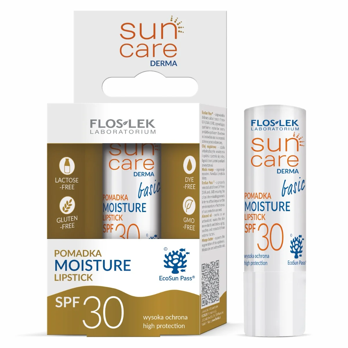 Floslek Sun Care Derma Basic, pomadka ochronna SPF 30, 4 g