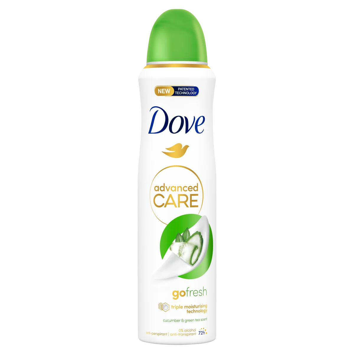 Dove Advanced Care Go Care Antyperspirant w aerozolu o zapachu ogórka i zielonej herbaty, 150 ml