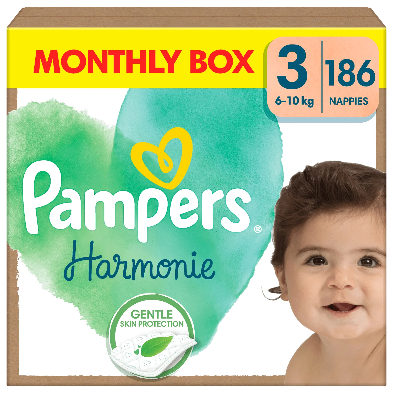 Pampers Harmonie Baby, Pieluszki, rozmiar 3 (6kg-10kg), 186 sztuk