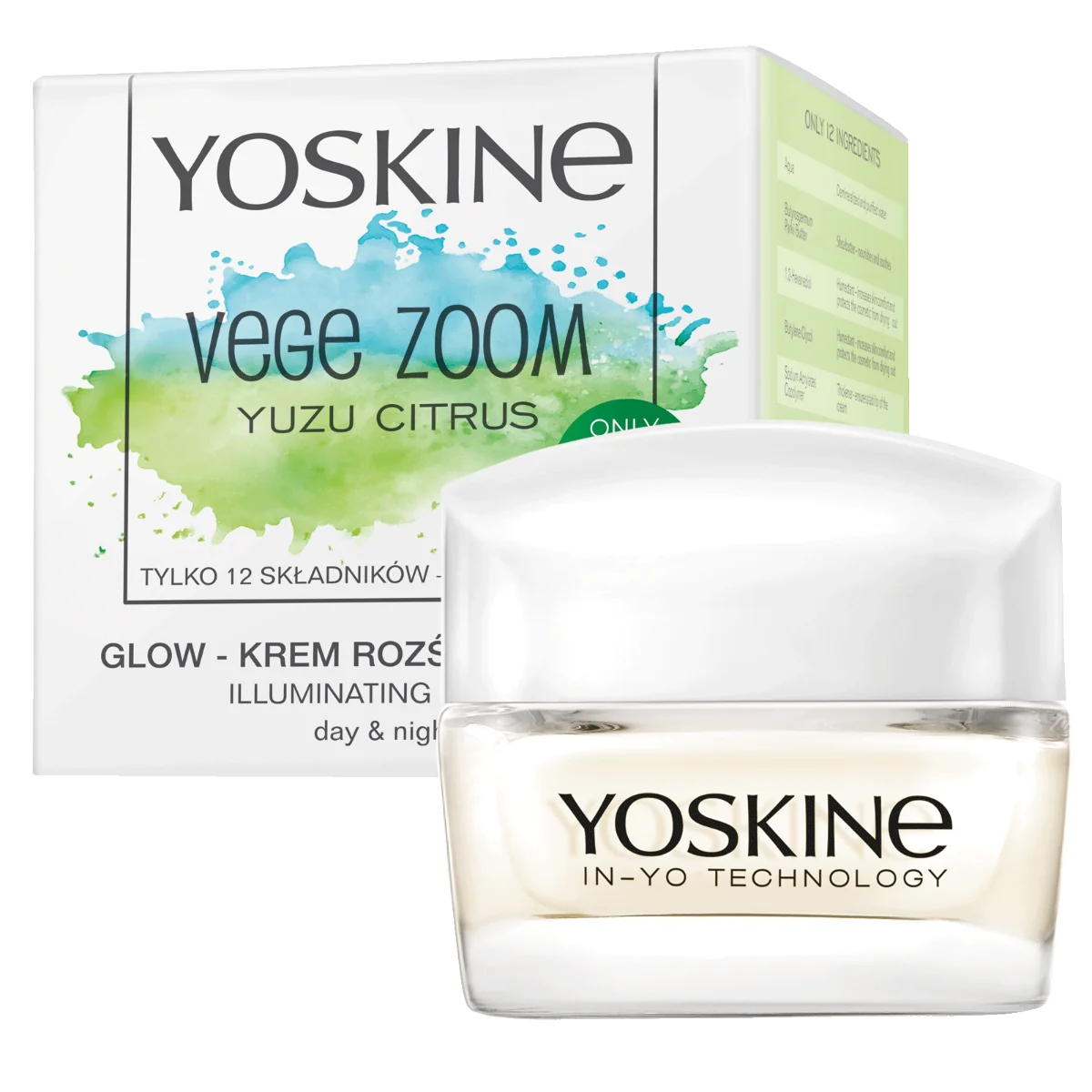 Yoskine Vege Zoom, krem rozświetlający Yuzu Citrus, 50 ml