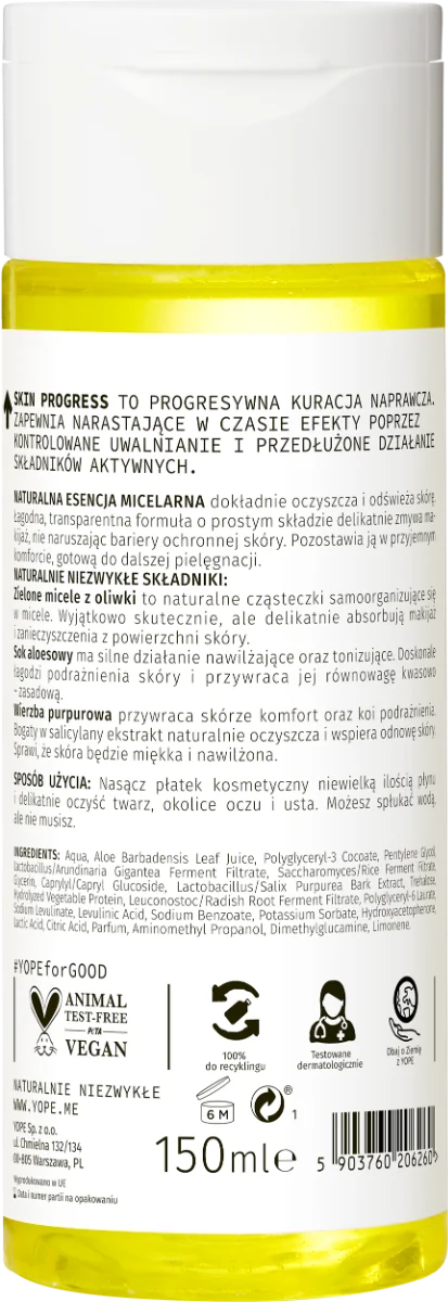 YOPE Skin Progress esencja micelarna do demakijażu, 150 ml