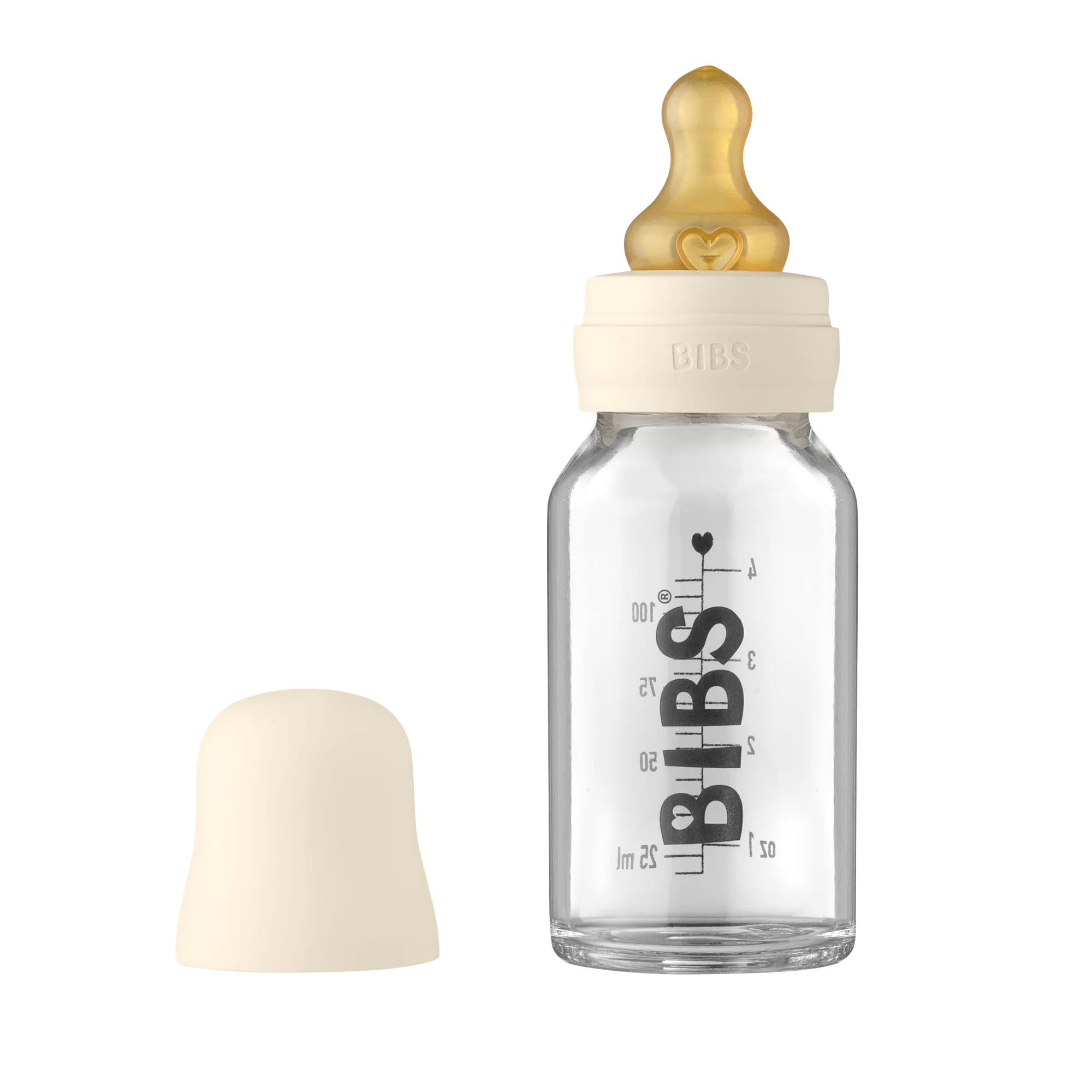 Bibs Ivory, zestaw szklana butelka, 110 ml + smoczek