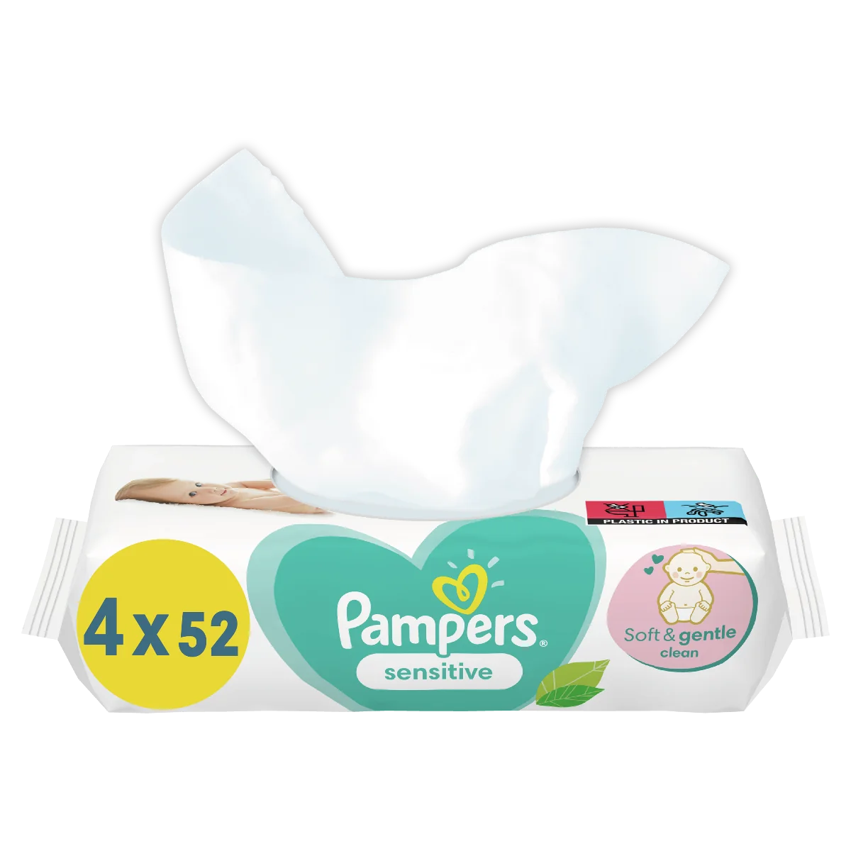 Pampers Sensitive chusteczki nawilżane, 4 x 52 szt.