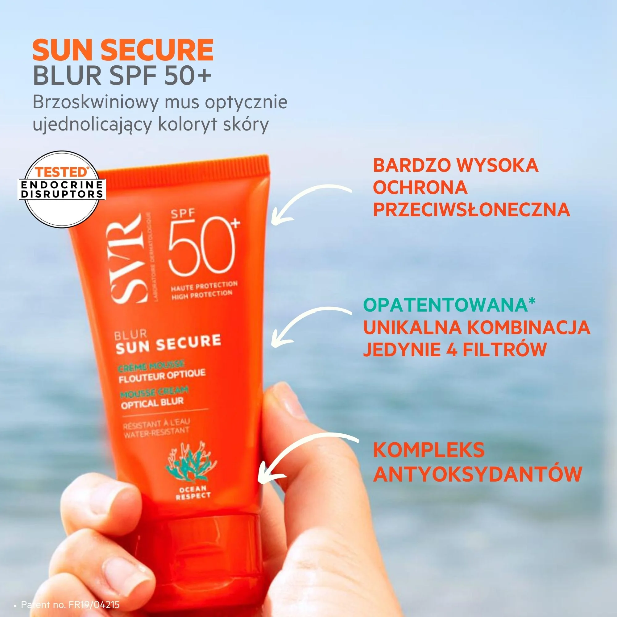 SVR Sun Secure Blur SPF 50+ nawilżający, kremowy mus ochronny, 50 ml