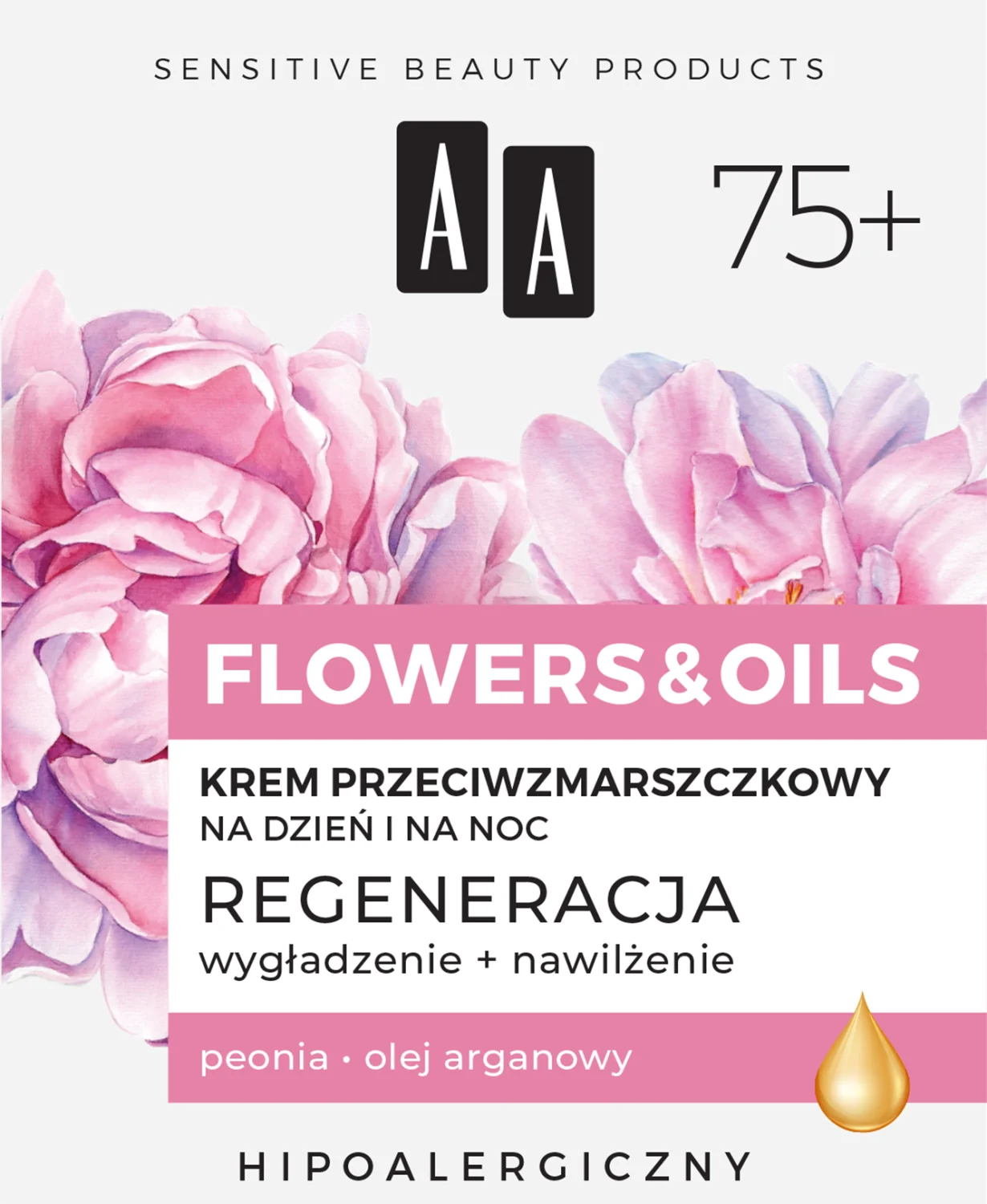 AA FLOWERS & OILS 75+ Krem przeciwzmarszczkowy na dzień i noc, 50 ml