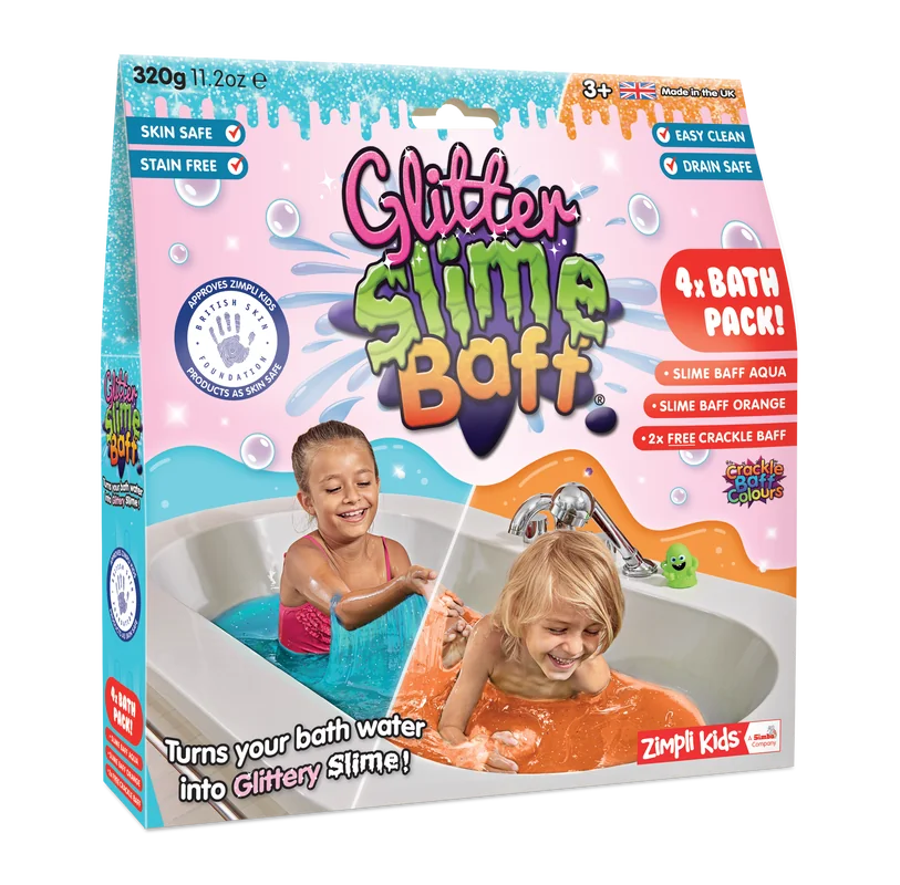 Zimpli Kids Slime Baff Glitter zestaw do robienia glutów, pomarańczowy i błękitny, 320 g