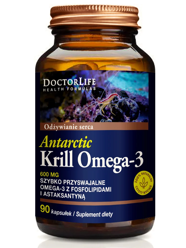 Doctor Life Olej z Kryla Omega-3 600 mg, suplement diety, 90 kapsułek