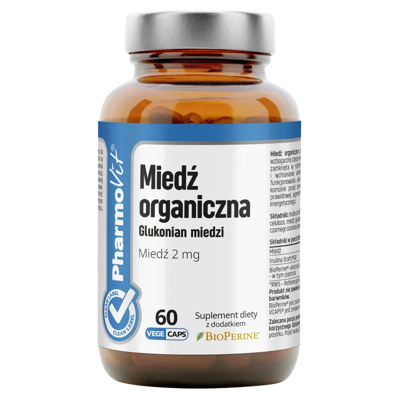 Pharmovit Miedź organiczna 2 mg, suplement diety, 60 kapsułek