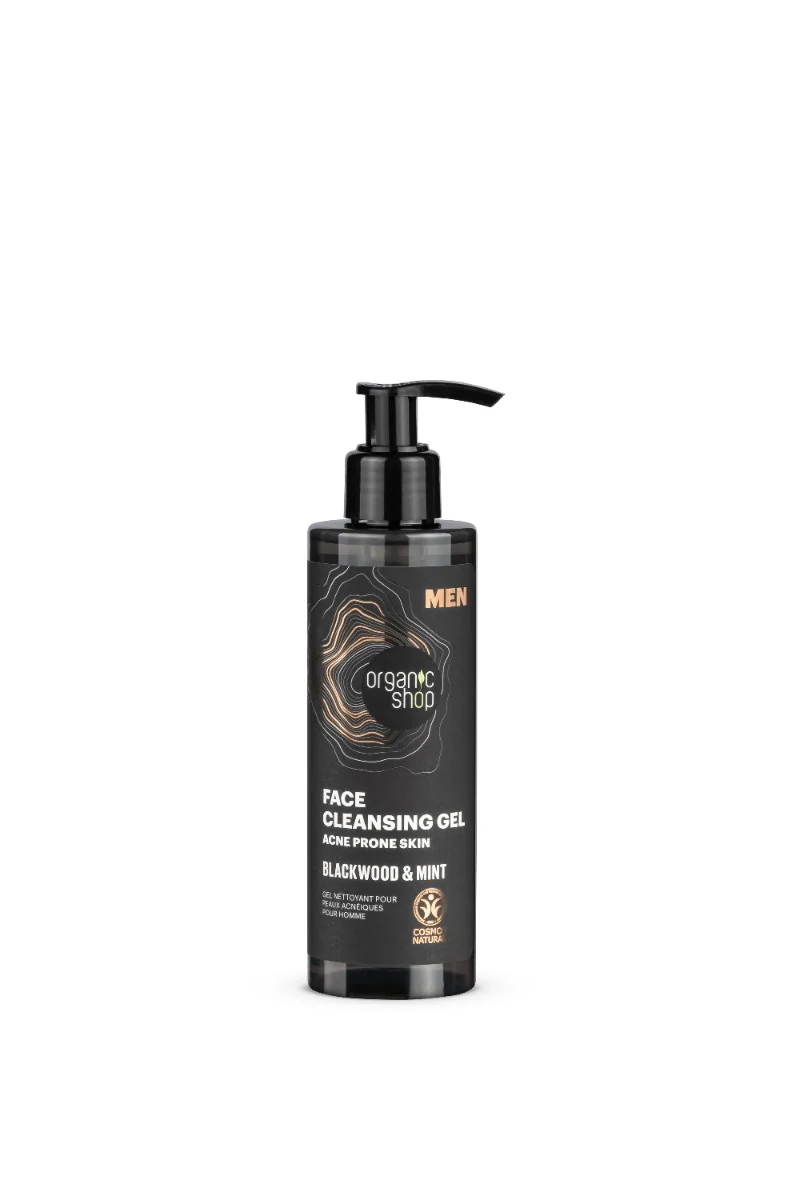 Organic Shop MEN Face Cleansing Gel Blackwood & Mint, Żel do mycia twarzy dla mężczyzn, 200 ml