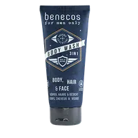 Benecos For Men Only Body Wash 3 w 1, naturalny odświeżający żel do mycia twarzy, ciała i włosów, 200 ml