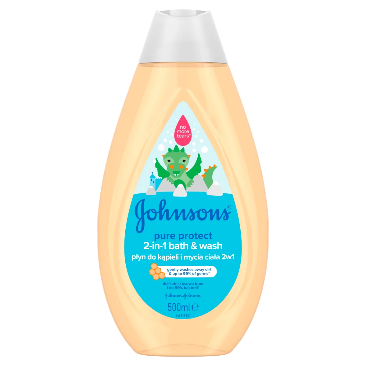 Johnson's Pure Protect, płyn do kąpieli i mycia ciała 2w1, 500 ml