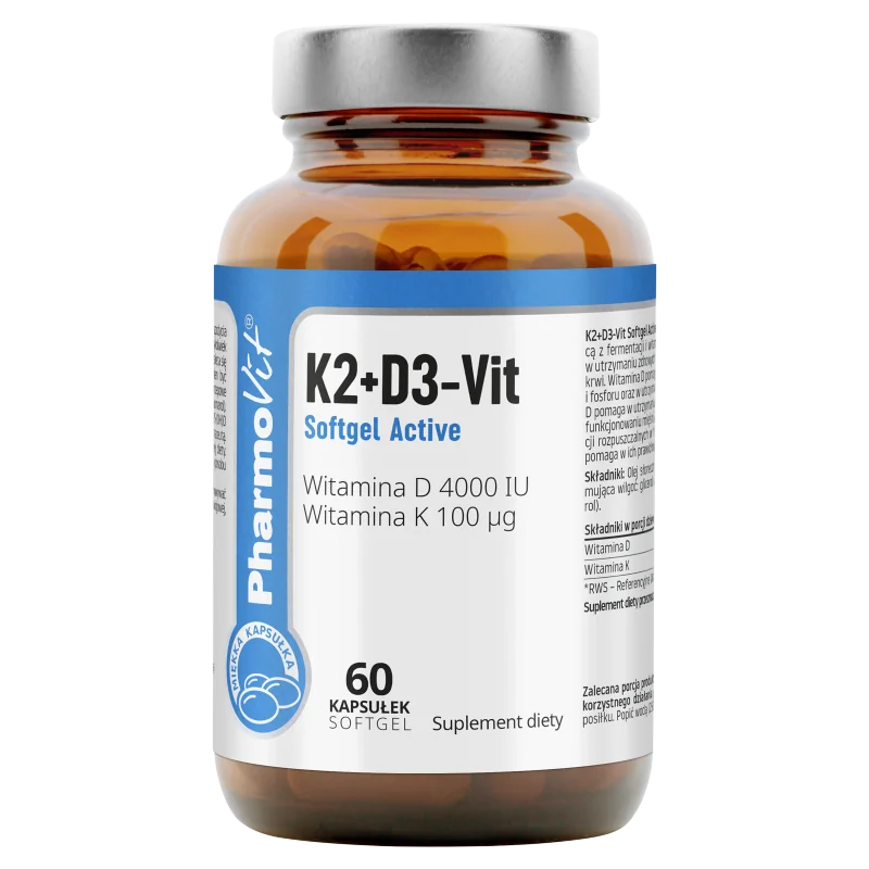 Pharmovit K2+D3-Vit Softgel Active, suplement diety, 60 kapsułek