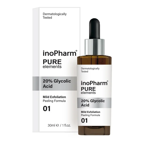 inoPharm Pure Elements, peeling do twarzy z 20% kwasem glikolowym, 30 ml