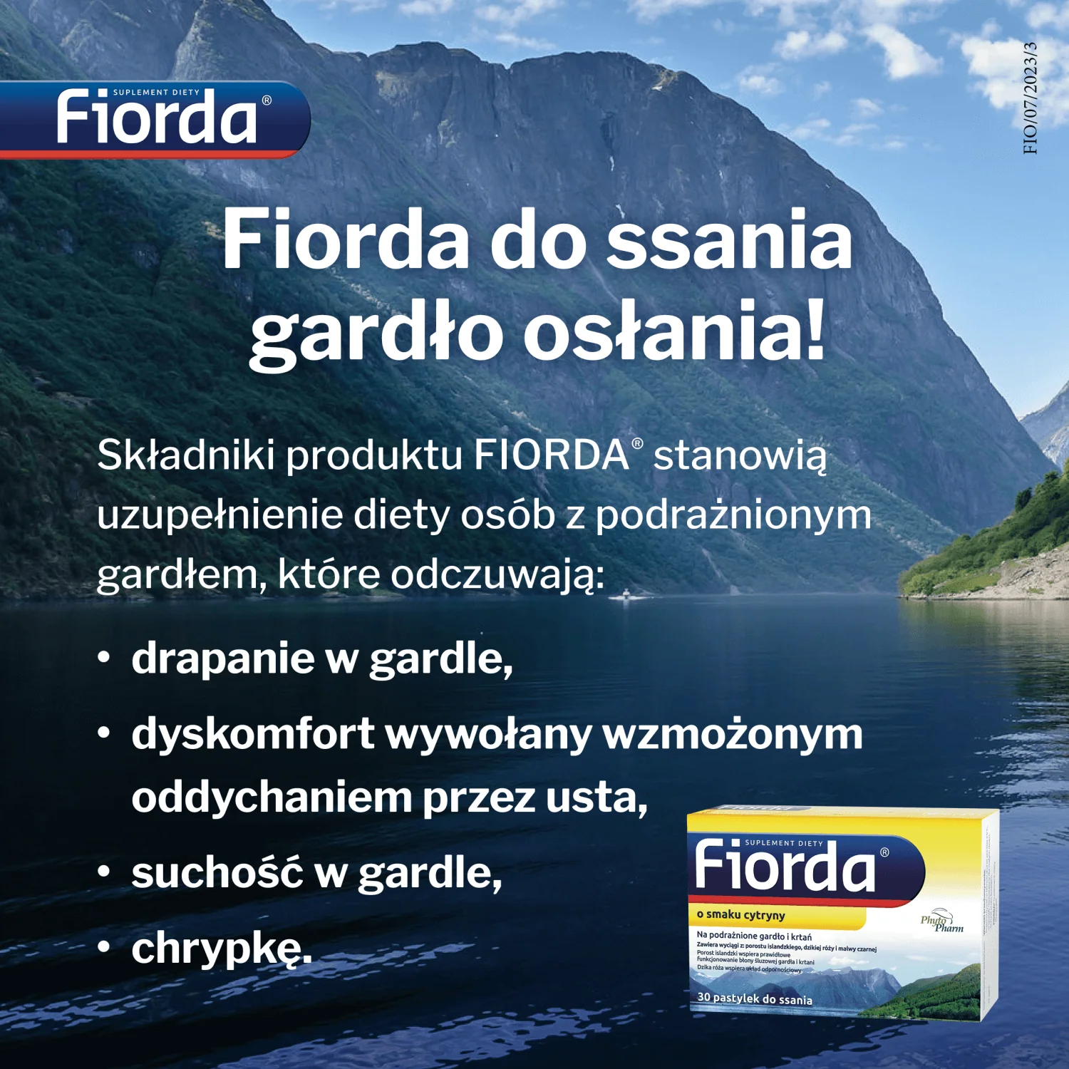 Fiorda 30 pastylek do ssania o smaku cytrynowym