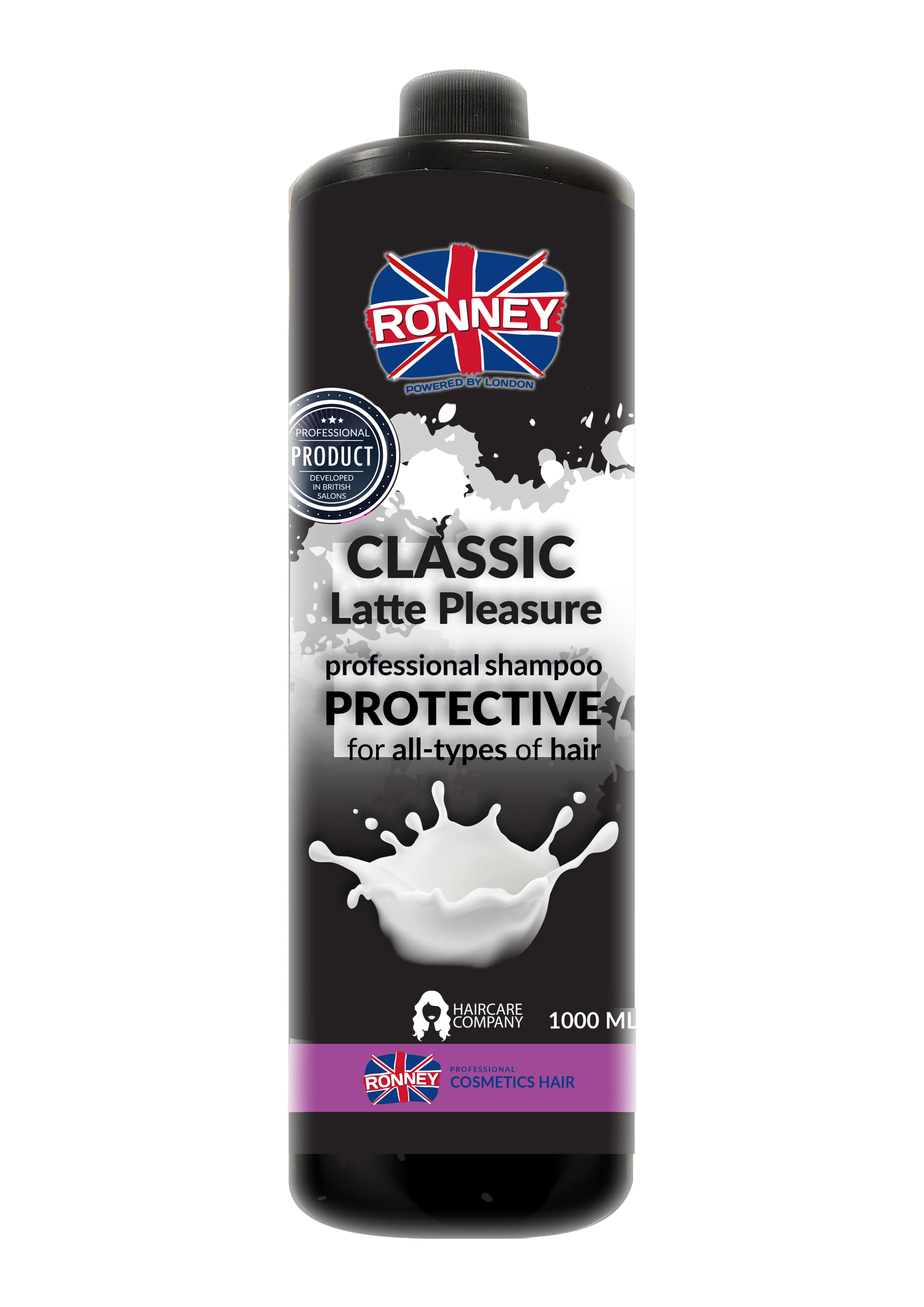 RONNEY Classic Latte Pleasure Protective, Szampon do włosów do każdego rodzaju włosów, 1000 ml