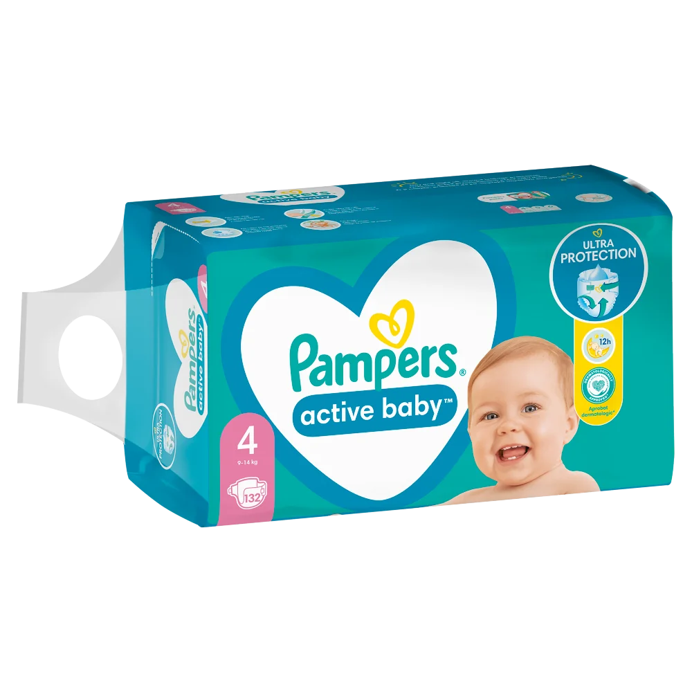 Pampers Active Baby Mega Pack pieluchy, rozmiar 4, 132 szt.