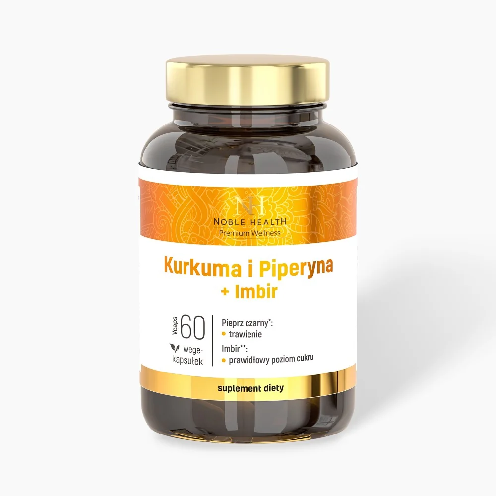 Kurkuma i Piperyna + Imbir, suplement diety, 60 kapsułek