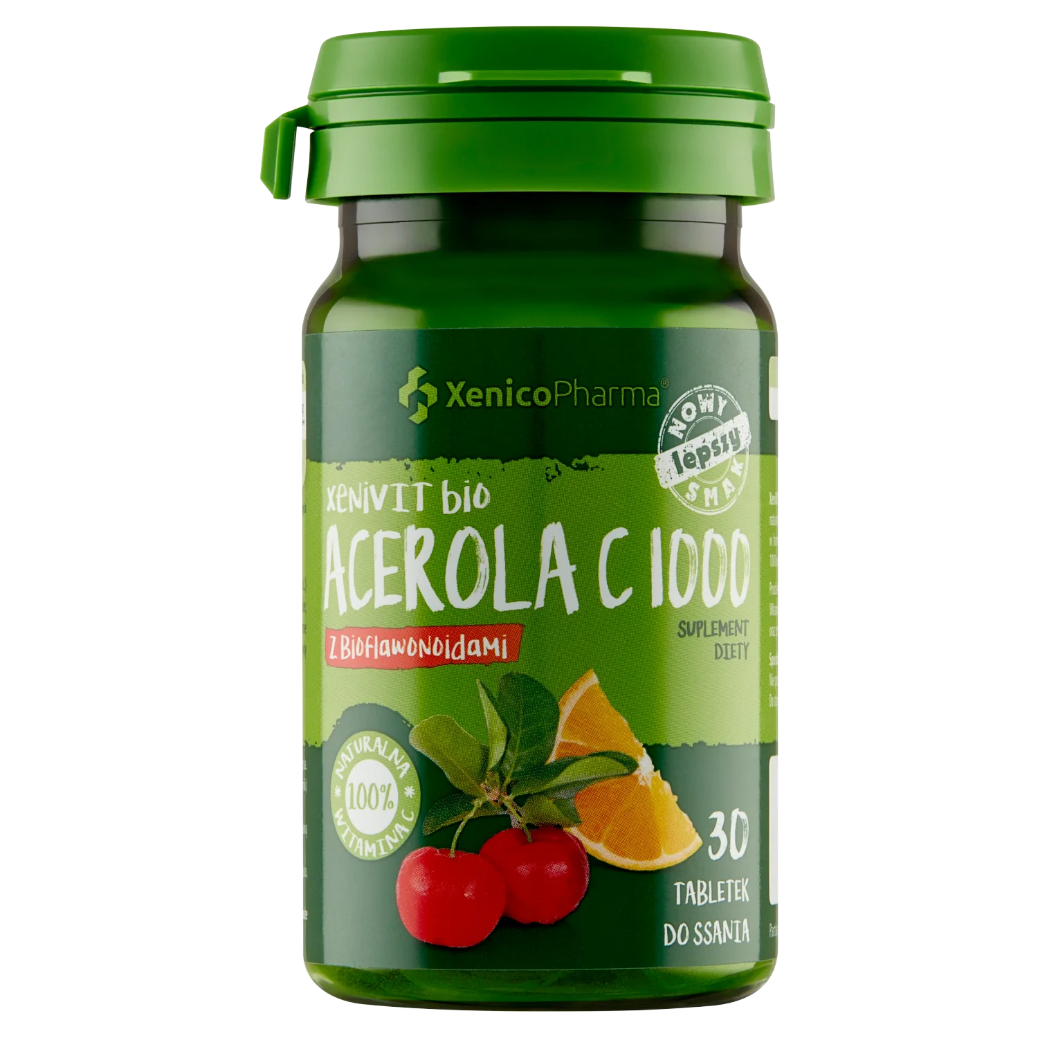 XeniVIT bio Acerola C 1000 z bioflawonoidami, suplement diety, 30 tabletek do ssania