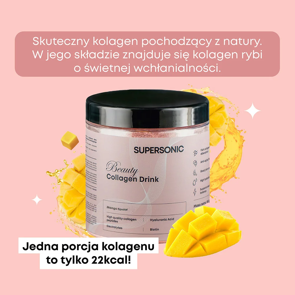 Supersonic Collagen Beauty Drink kolagen w proszku, smak mango, 185 g 