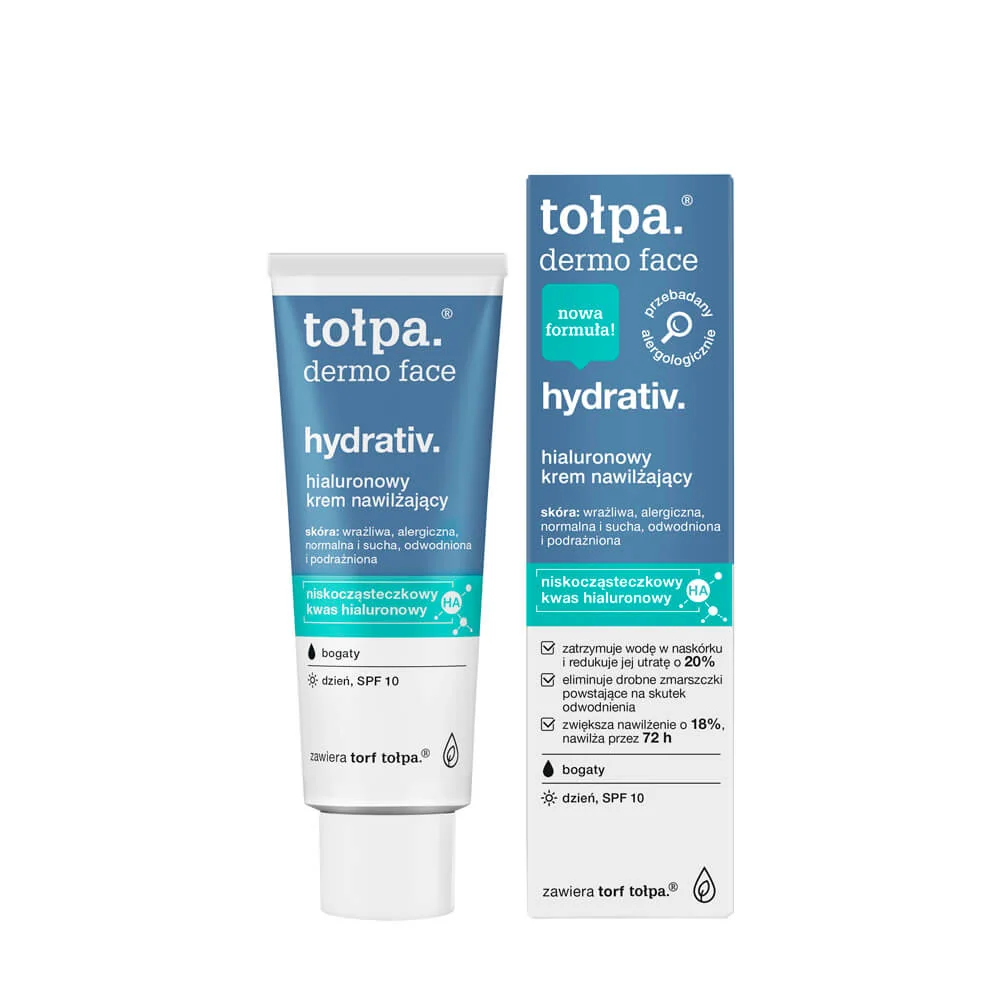 Tołpa Dermo Face, Hydrativ, krem hialuronowy nawilżający, bogaty, SPF 10, 40ml