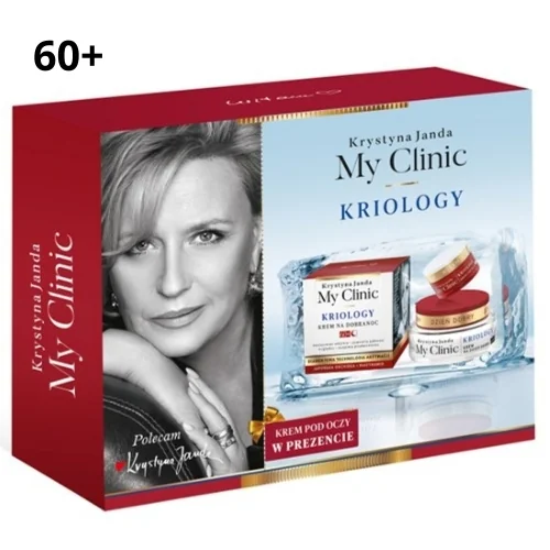 Krystyna Janda My Clinic 60+ Kriology, zestaw kosmetyków: krem na dzień dobry, krem na dobranoc + krem pod oczy, 50 ml + 50 ml + 15 ml