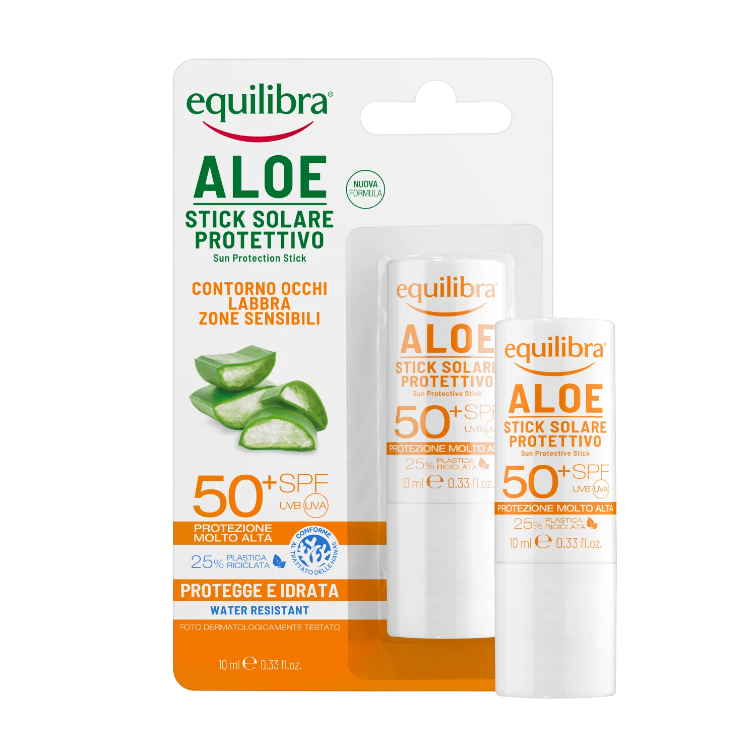 Equilibra Aloe, sztyft przeciwsłoneczny UVA UVB SPF50+, 12 ml