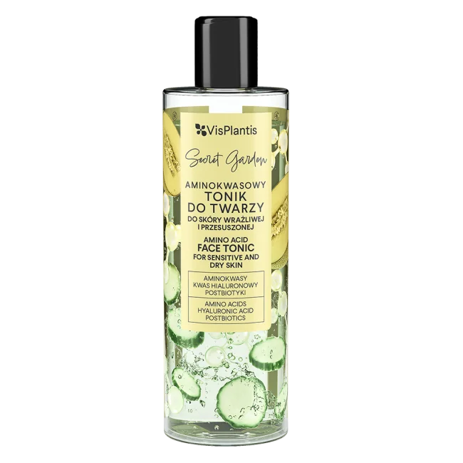 VisPlantis Secret Garden, aminokwasowy tonik do twarzy do skóry wrażliwej i przesuszonej, 200 ml