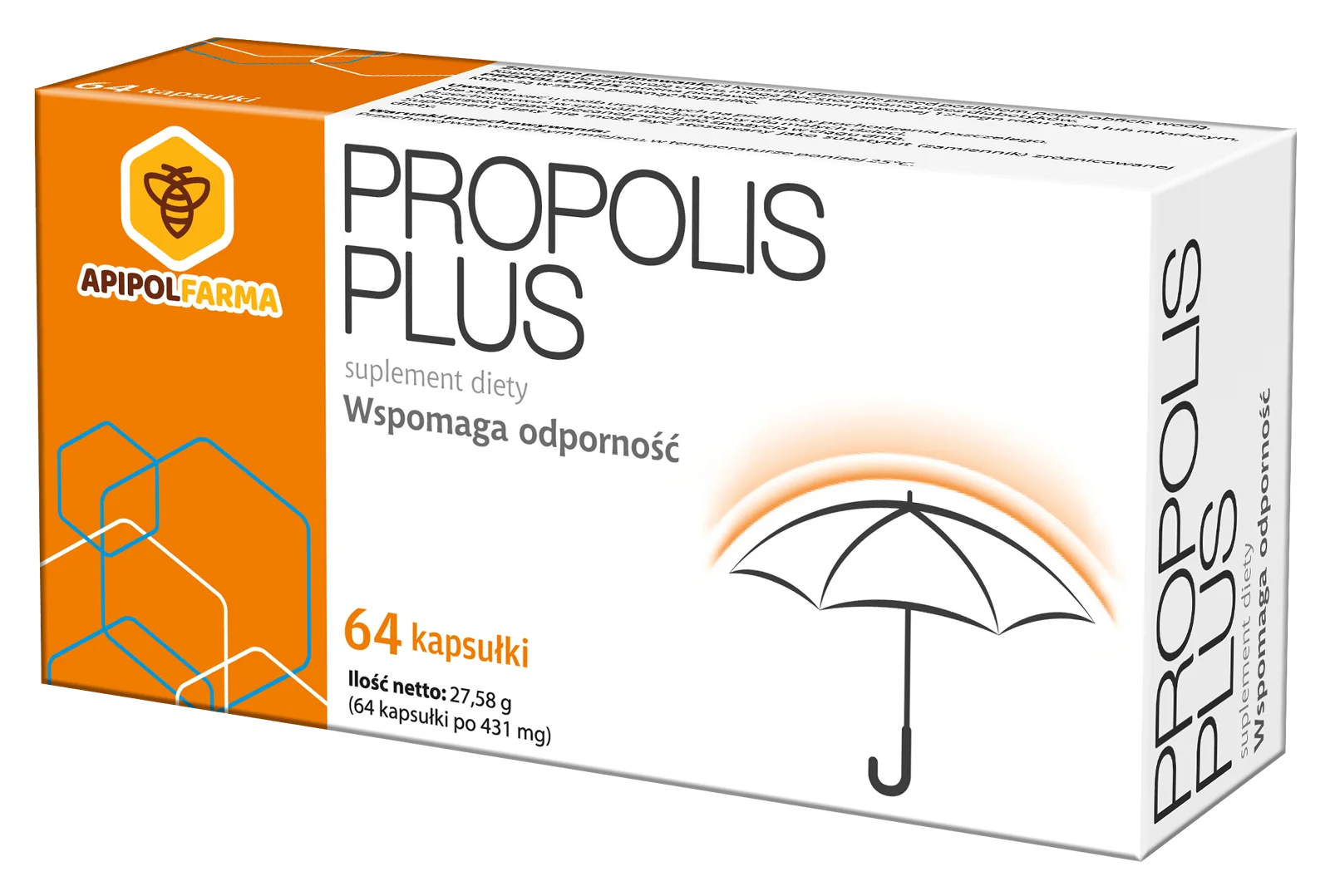 Propolis Plus, wspomaga odporność, 64 kapsułki