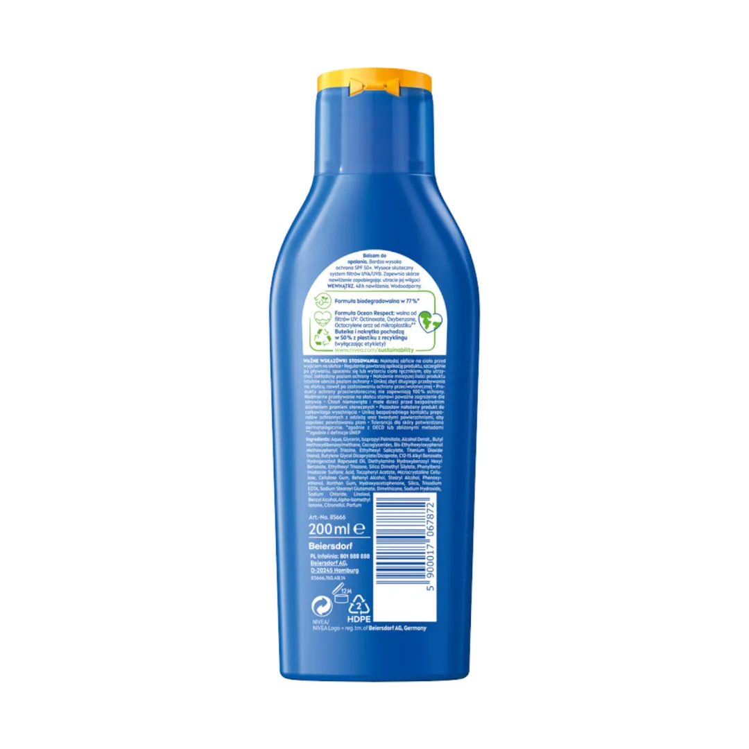 Nivea Sun Protect & Moisture nawilżający balsam do opalania SPF 50+, 200 ml 