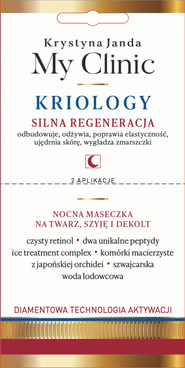 Janda My Clinic KRIOLOGY Silna Regeneracja, nocna maseczka na twarz, szyję i dekolt, 8 ml