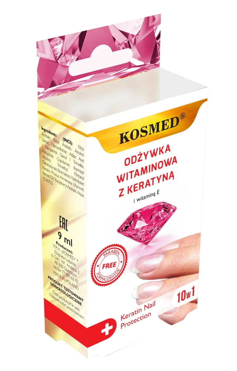 Kosmed, witaminowa odżywka do paznokci z keratyną, 9ml