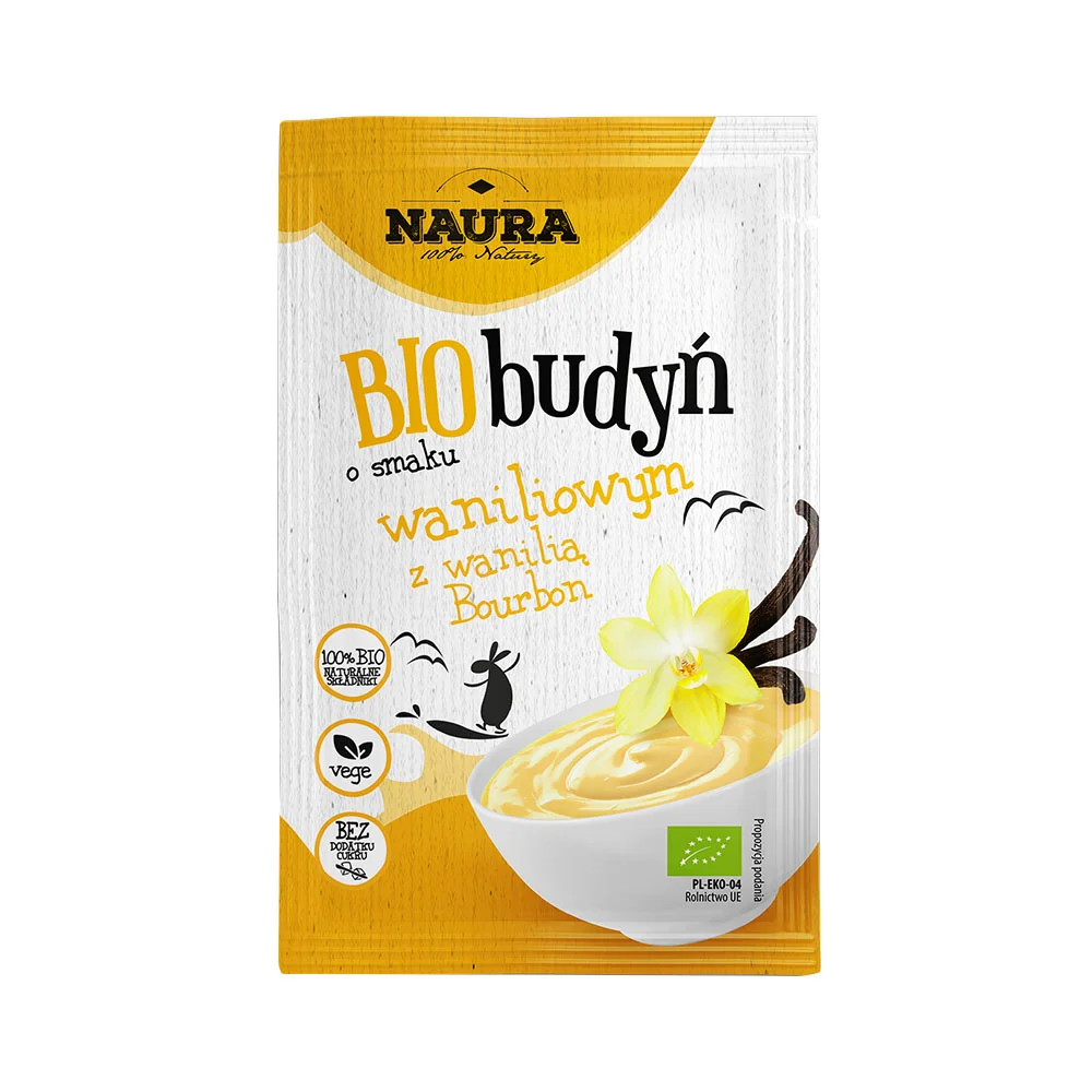 Naura BIO budyń o smaku waniliowym z wanilią Bourbon bez dodatku cukru, 38 g