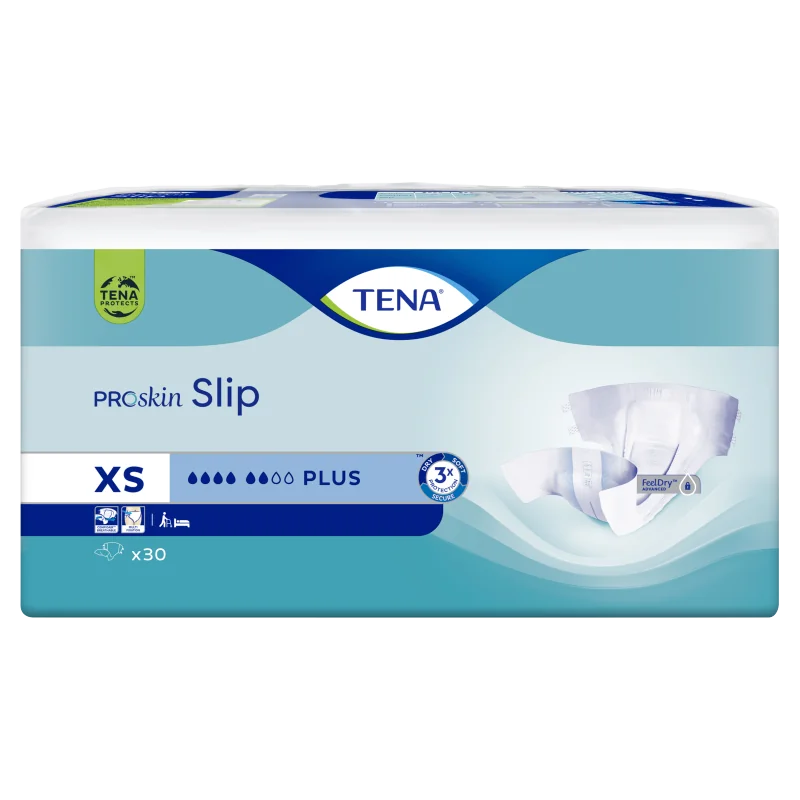 Tena Slip Plus, extra small 49-74 cm, pieluchomajtki zapinane na rzepy, 30 sztuk