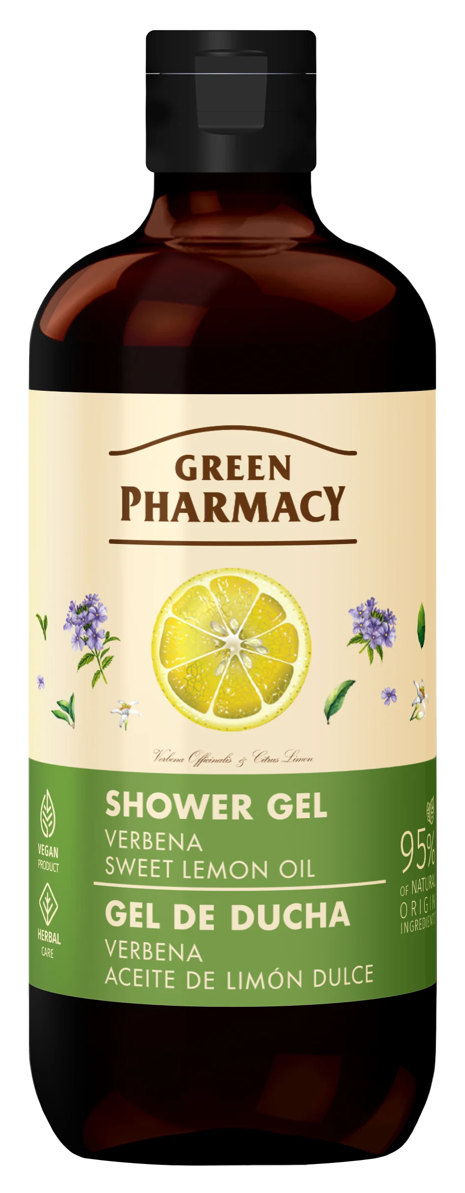 Green Pharmacy, żel pod prysznic, Werbena i olejek ze słodkiej cytryny, 500 ml