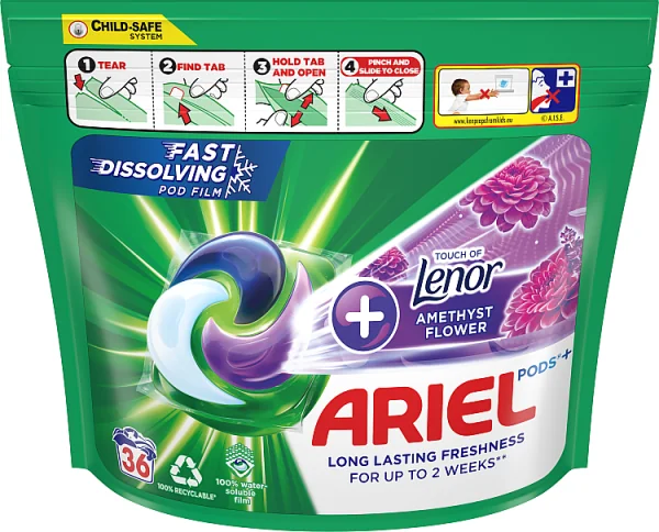 Ariel Touch of Lenor Amethyst Flower, kapsułki do prania, 36 sztuk