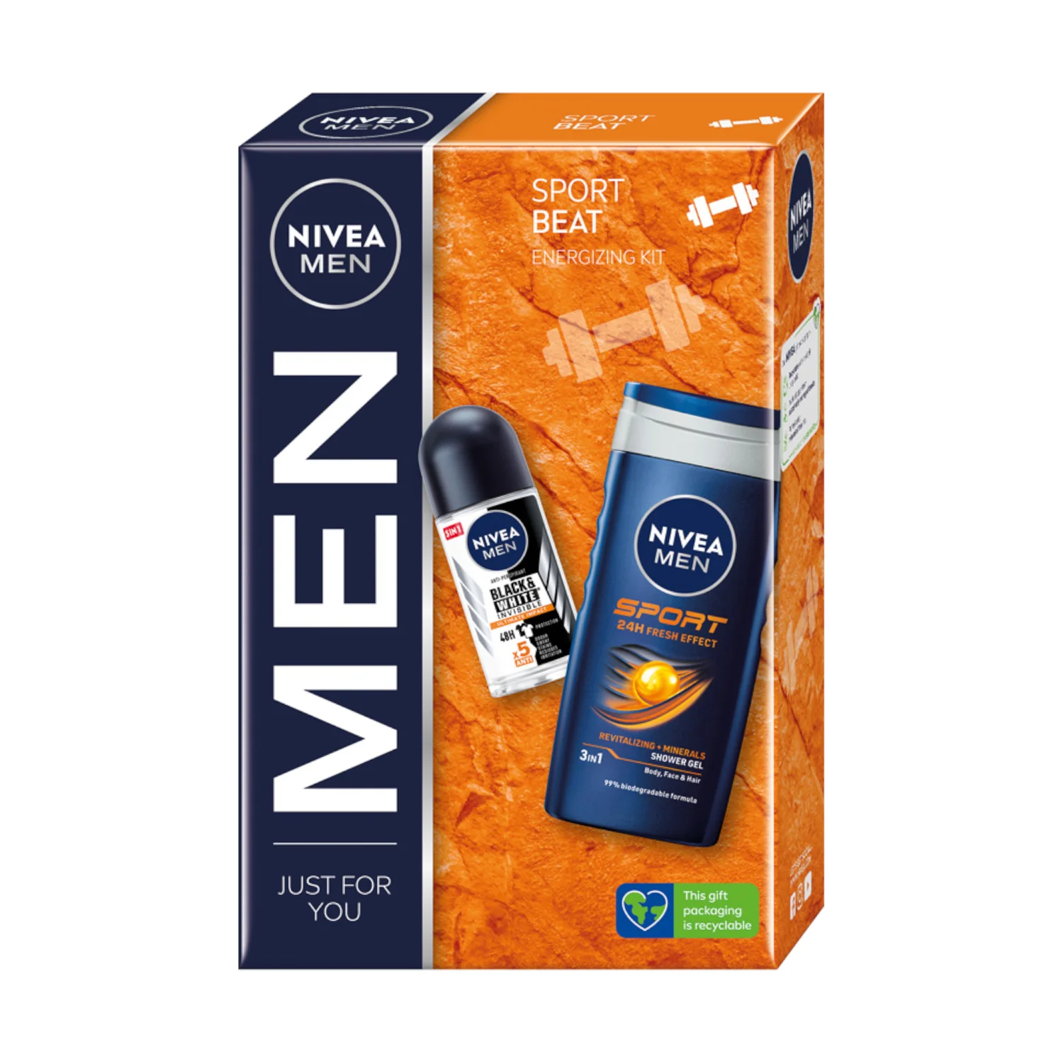 Nivea Men Sport Beat zestaw żel i antyperspirant, 250 ml + 50 ml