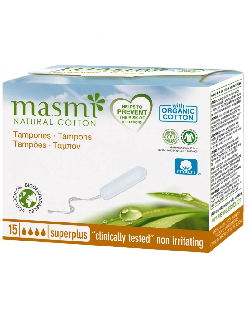 Masmi Super Plus, organiczne bawełniane tampony, 15 sztuk