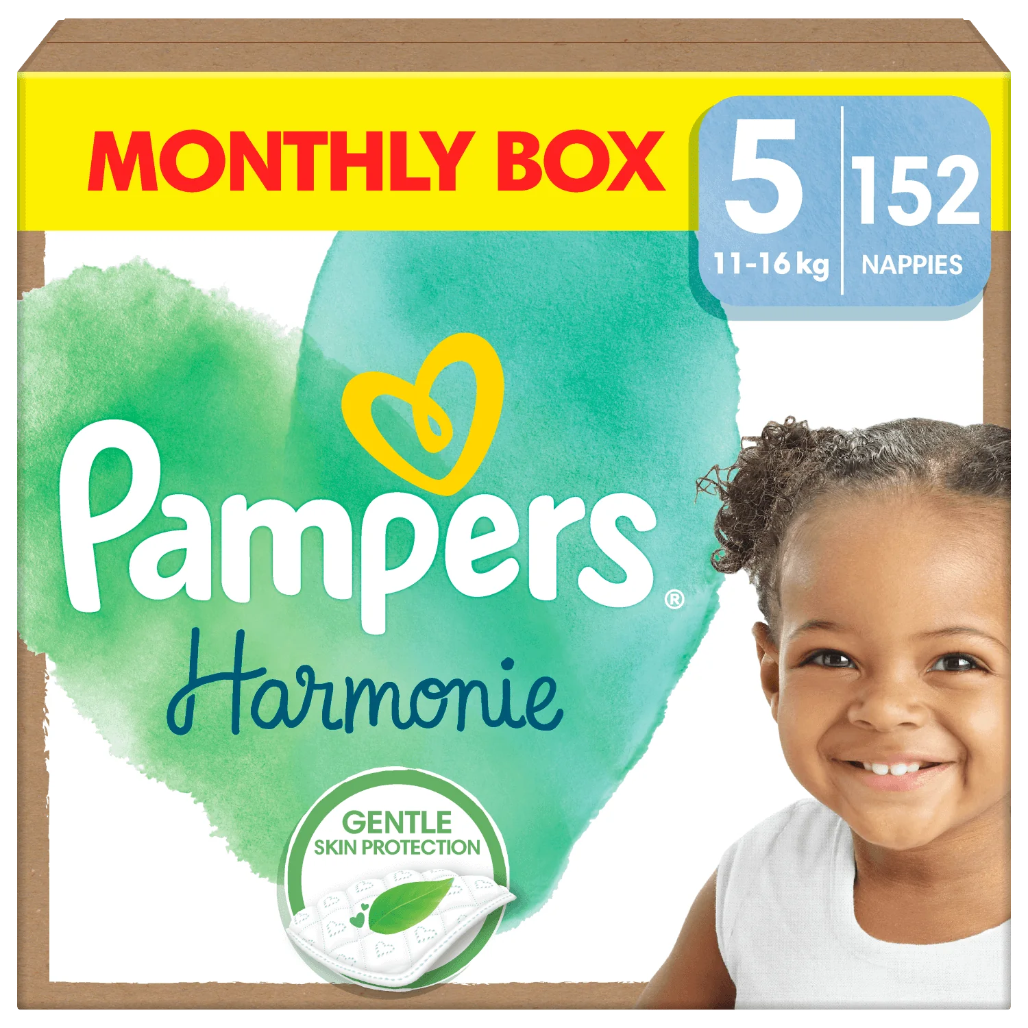 Pampers Harmonie Baby, Pieluszki, rozmiar 5 (11kg-16kg), 152 sztuki