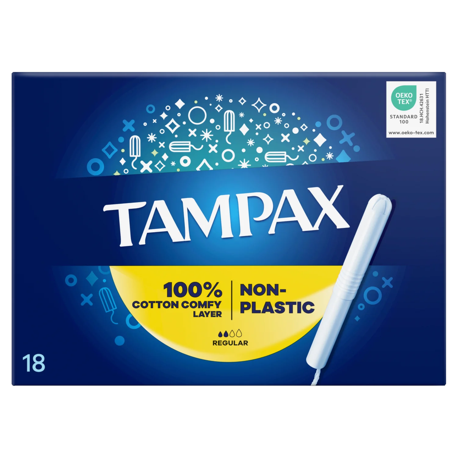 Tampax Regular, Tampony z aplikatorem kartonowym, 18 sztuk