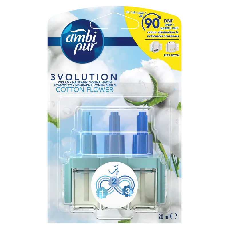 Ambi Pur 3Volution Wkład do elektrycznego odświeżacza powietrza Cotton Flower, 20 ml