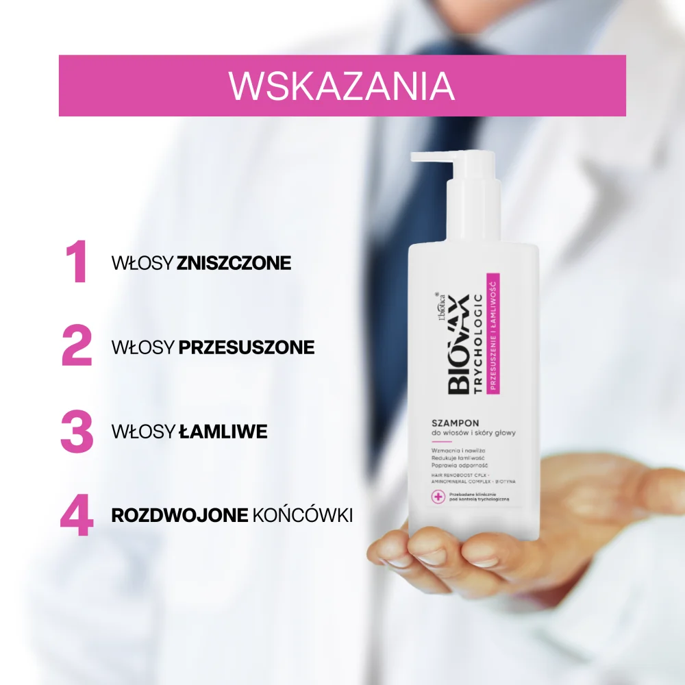 Biovax Trychologic Przesuszenie i Łamliwość szampon do włosów i skóry głowy, 200 ml