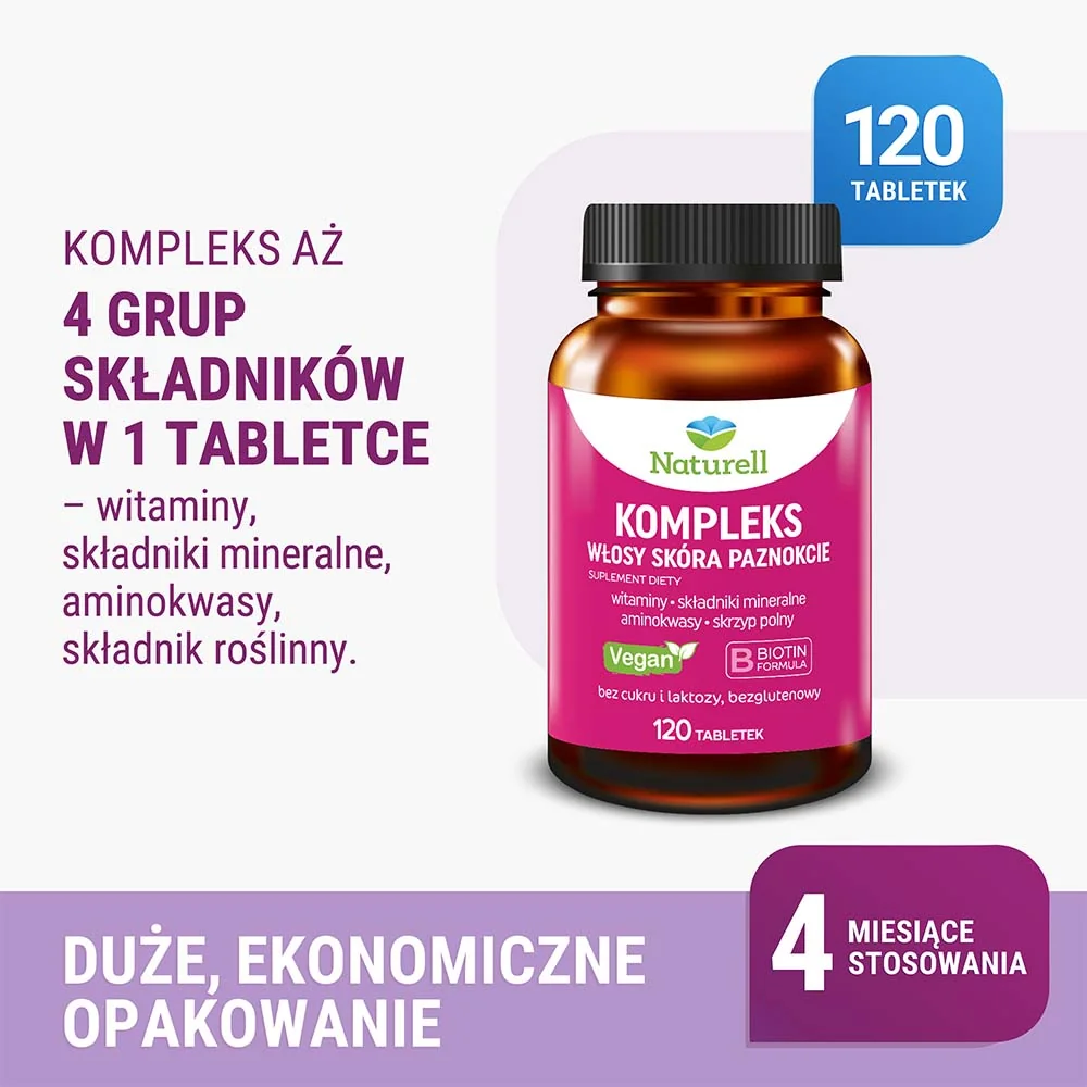 Naturell Kompleks Włosy Skóra Paznokcie, 120 tabletek