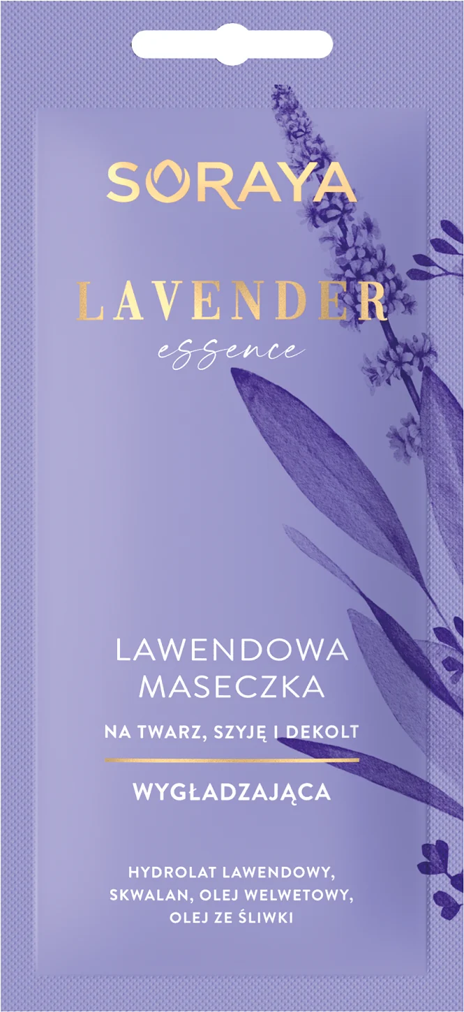 Soraya Lavender Essence, lawendowa maseczka wygładzająca na twarz szyję i dekolt, 8 ml