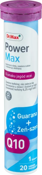 Powermax Dr. Max, o smaku jagód acai, 20 tabletek musujących