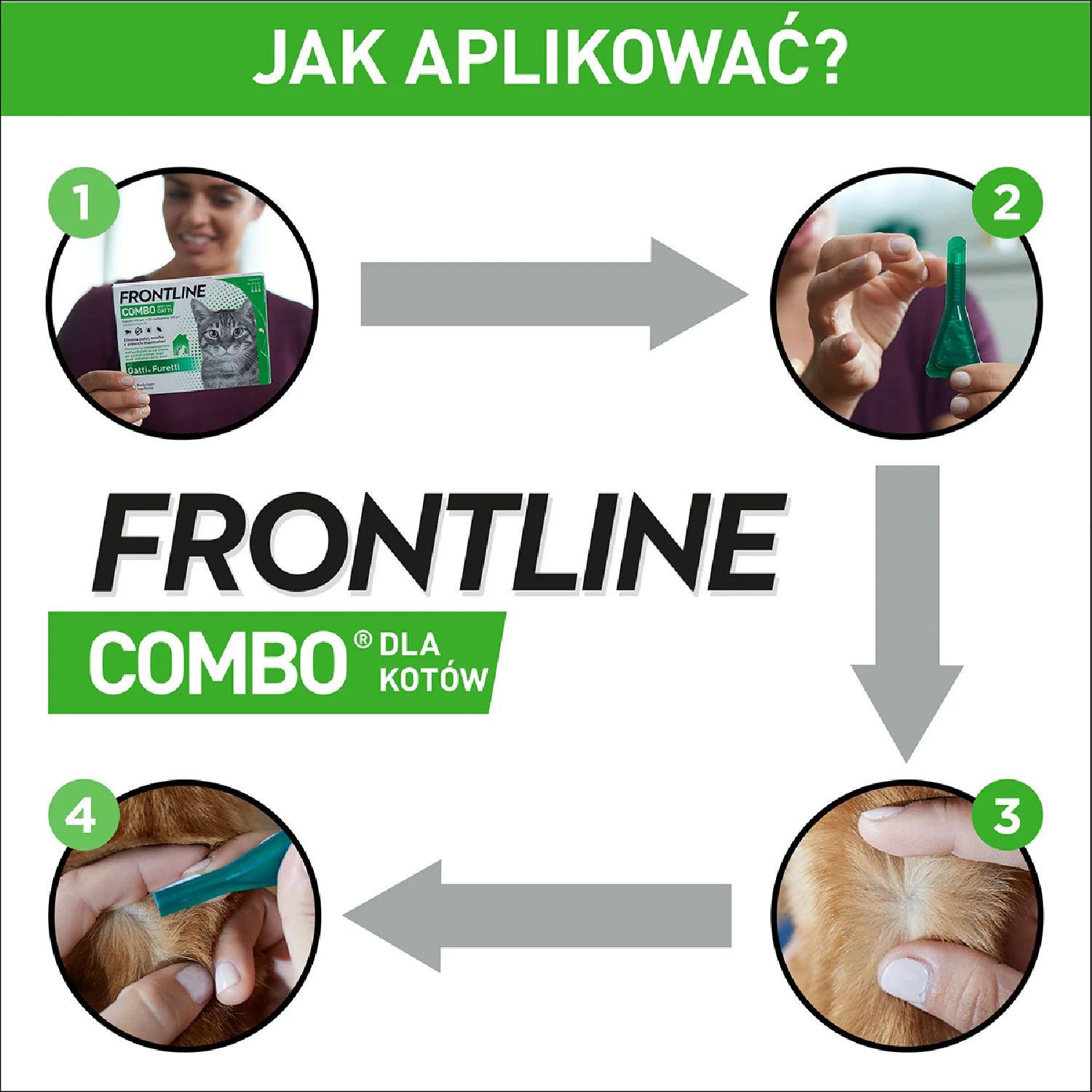 Frontline Combo (50 mg + 60 mg)/0,5 ml, roztwór do nakrapiania dla kotów, 3 x 0,5 ml 