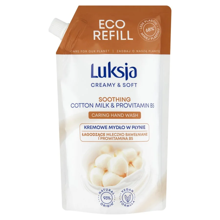 Luksja Creamy & Soft, kremowe mydło w płynie Mleczko bawełniane i Prowitamina B5, 400 ml