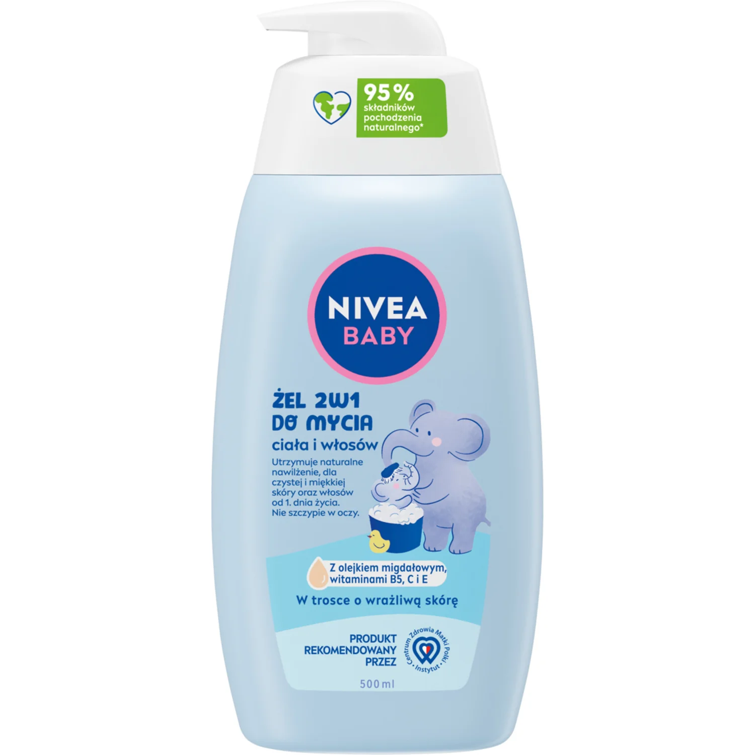 Nivea Baby, żel 2w1 do mycia ciała i włosów, 500 ml