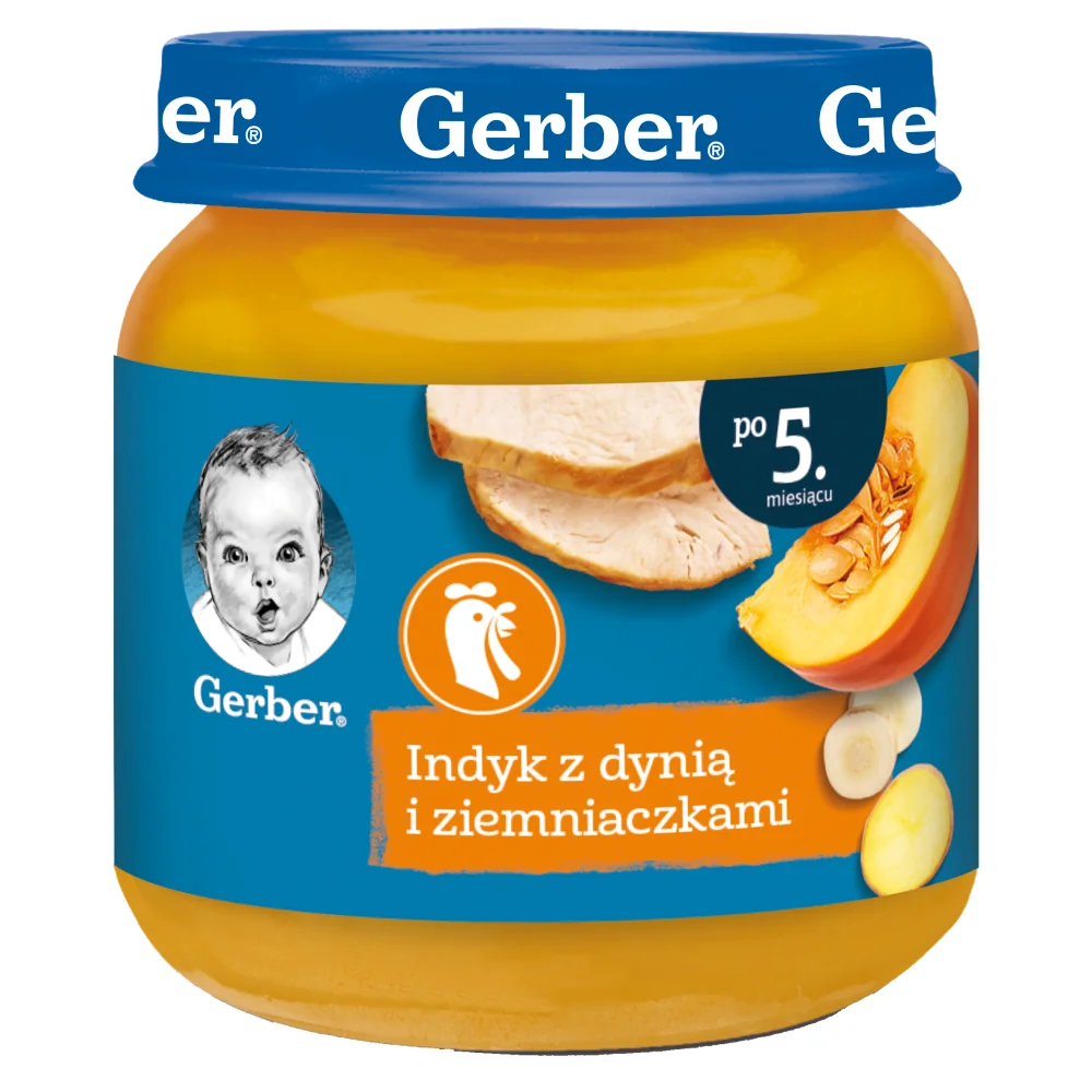 Gerber obiadek indyk z dynią i ziemniaczkami dla niemowląt powyżej 5 miesiąca życia, 125 g