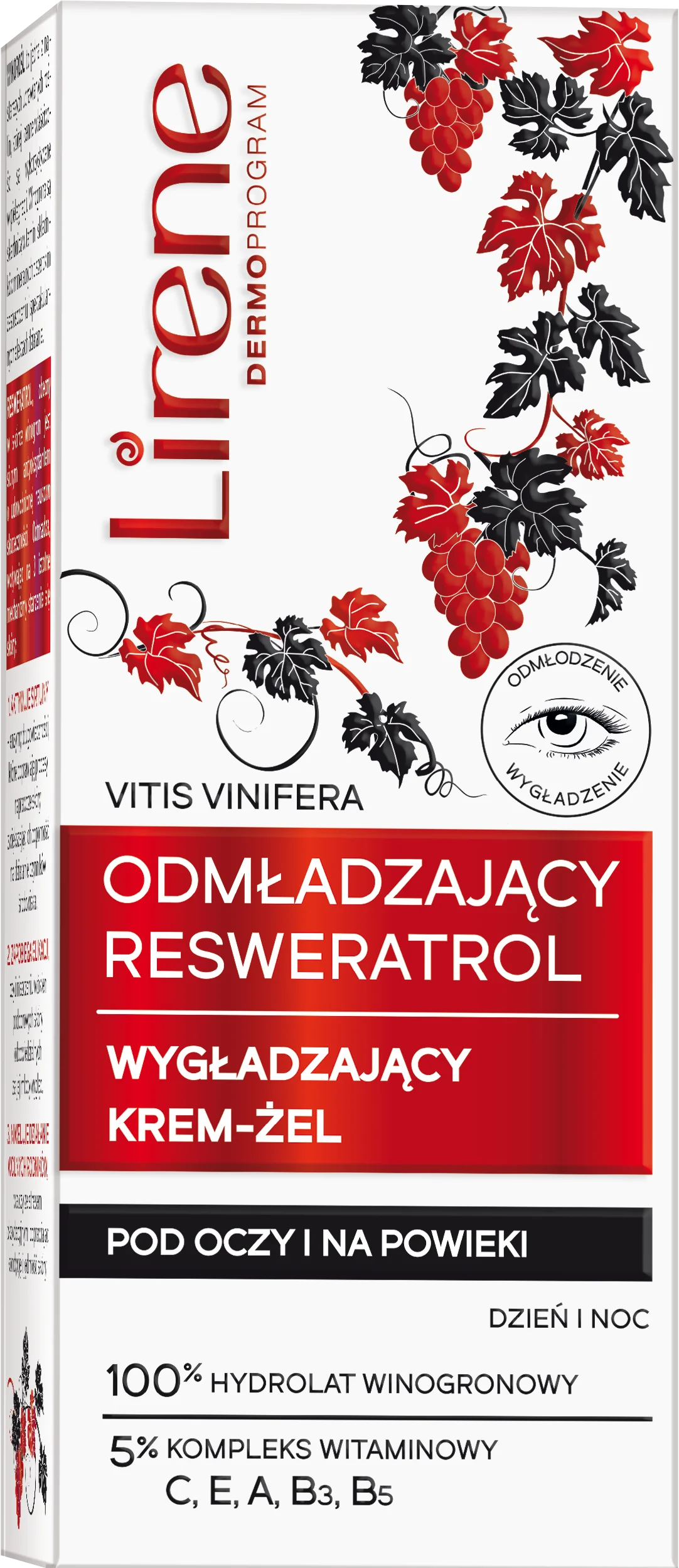 Lirene Resweratol, krem żel wygładzająco-rozświetlający pod oczy i na powieki, 20 ml